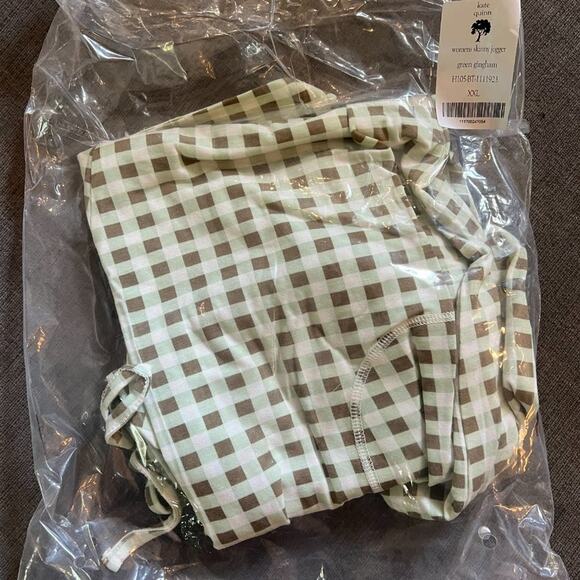 NWT Kate Quinn Green Gingham Skinny Jogger XXL - Picture 3 of 3